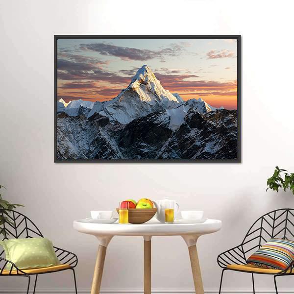 Mount Ama Dablam Nepal Canvas Wall Art-1 Piece-Floating Frame-24" x 16"-Tiaracle