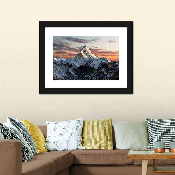 Mount Ama Dablam Nepal Canvas Wall Art-1 Piece-Framed Print-20" x 16"-Tiaracle