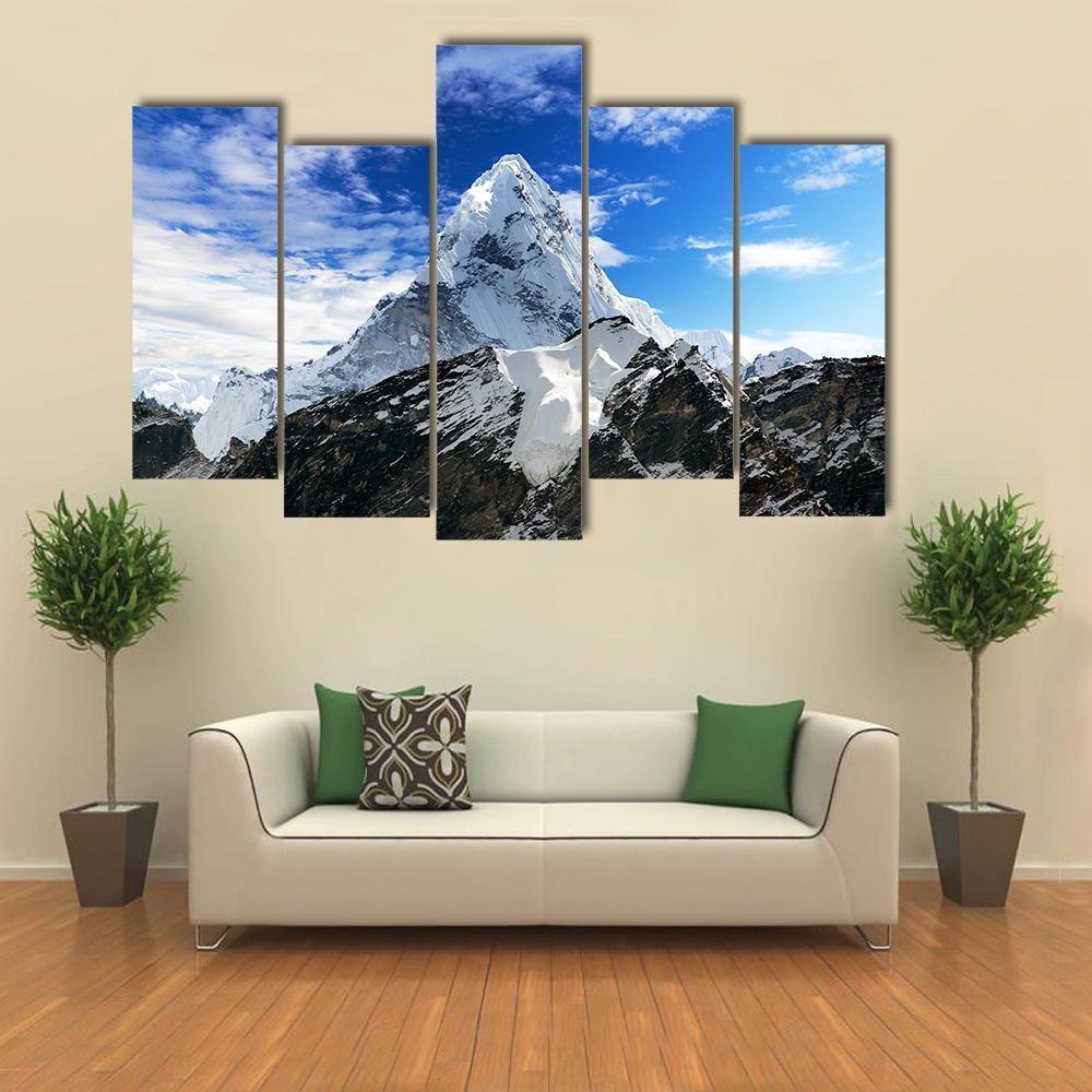 Mount Ama Dablam Canvas Wall Art-5 Pop-Gallery Wrap-47" x 32"-Tiaracle