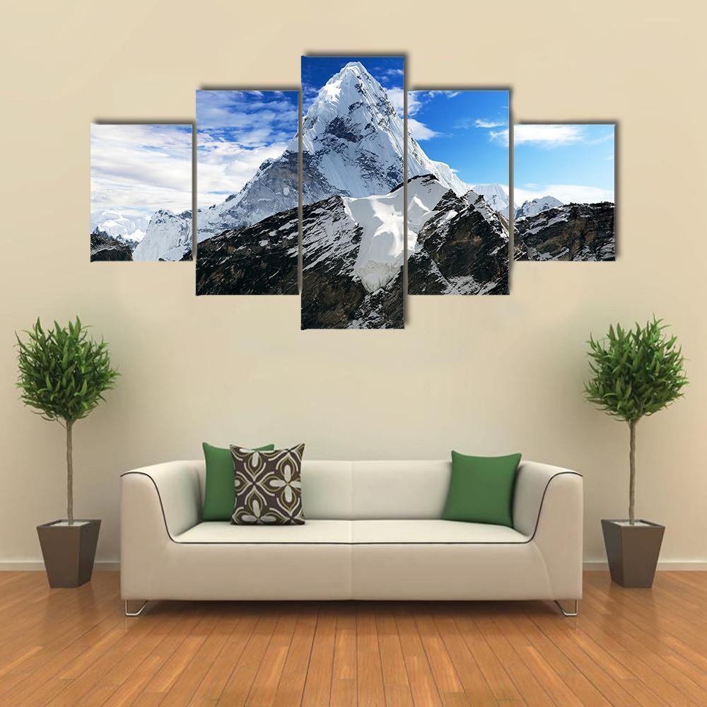 Mount Ama Dablam Canvas Wall Art-5 Pop-Gallery Wrap-47" x 32"-Tiaracle