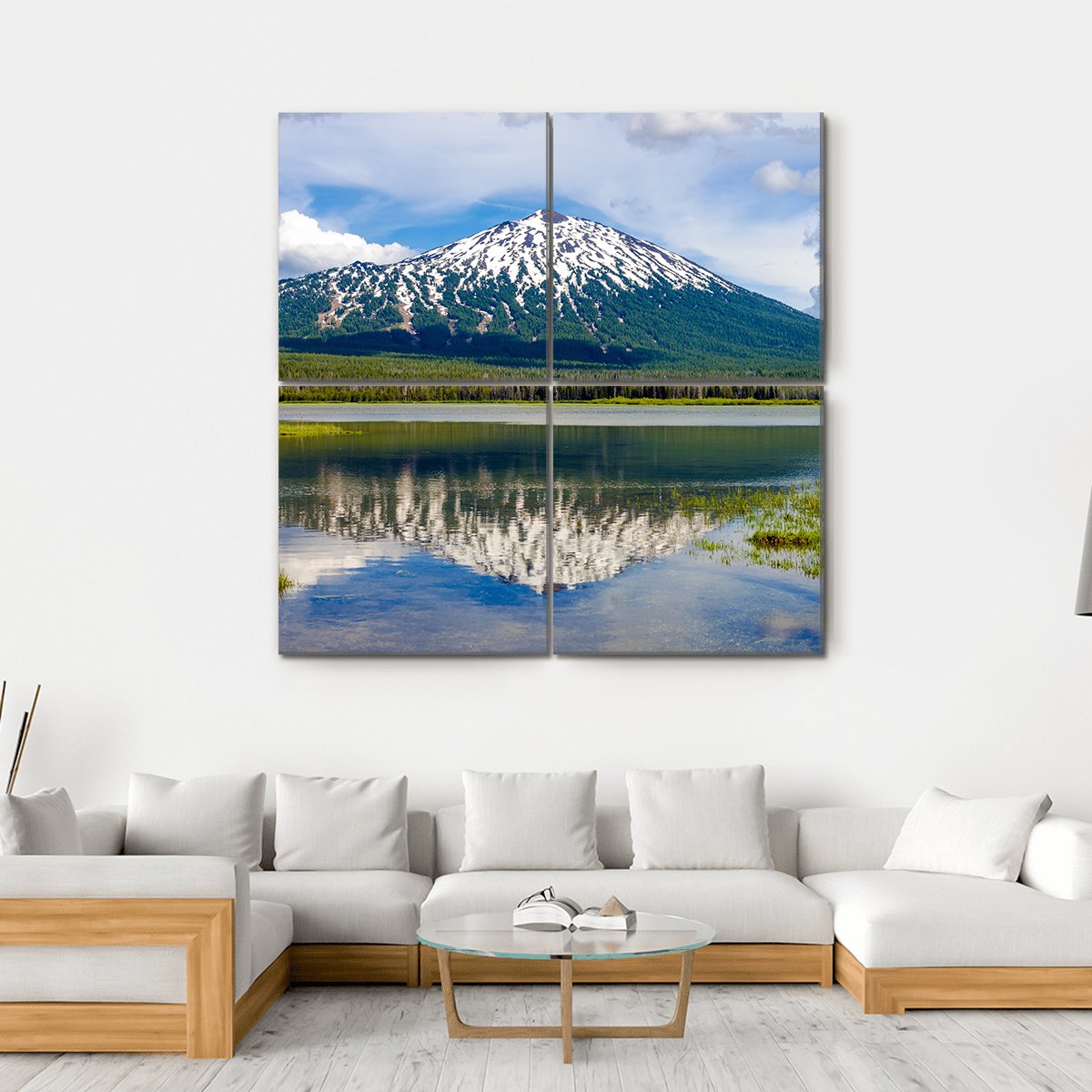 Mount Bachelor In Oregon Canvas Wall Art-4 Square-Gallery Wrap-17" x 17"-Tiaracle