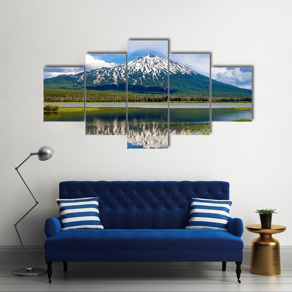 Mount Bachelor In Oregon Canvas Wall Art-4 Pop-Gallery Wrap-50" x 32"-Tiaracle