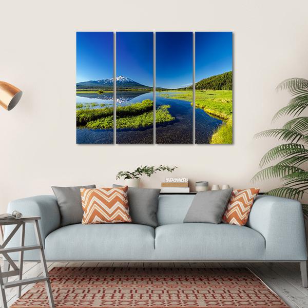 Mount Bachelor From Lake Canvas Wall Art-4 Horizontal-Gallery Wrap-34" x 24"-Tiaracle