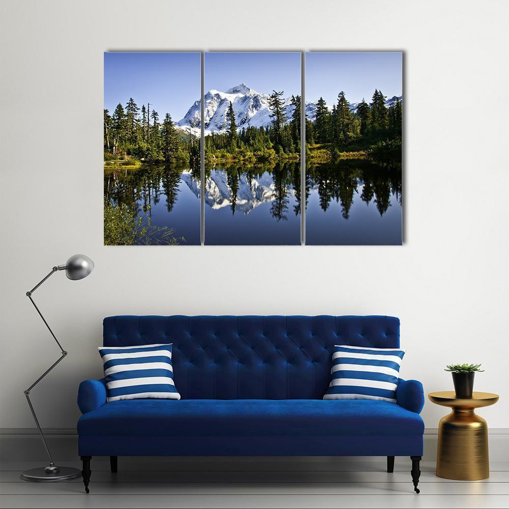 Mount Baker With Lake Canvas Wall Art-3 Horizontal-Gallery Wrap-37" x 24"-Tiaracle