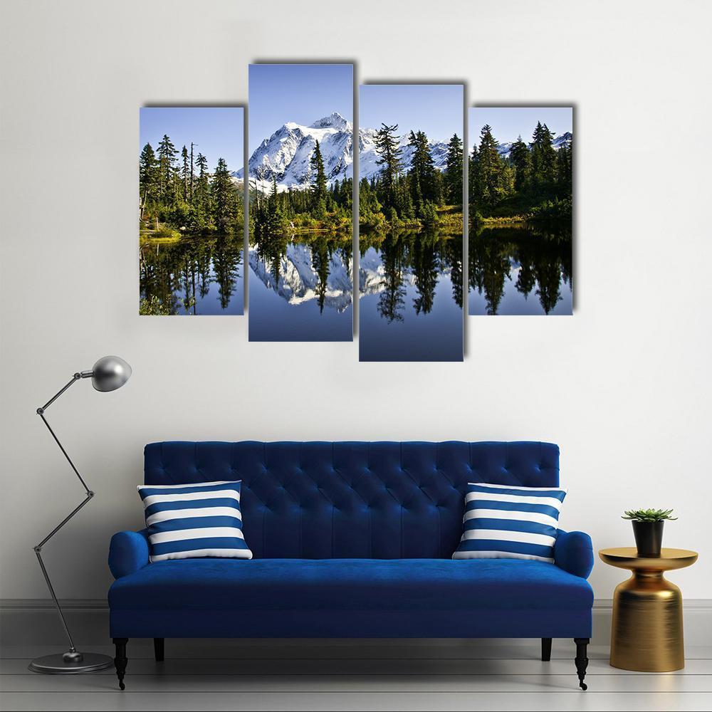 Mount Baker With Lake Canvas Wall Art-4 Pop-Gallery Wrap-50" x 32"-Tiaracle