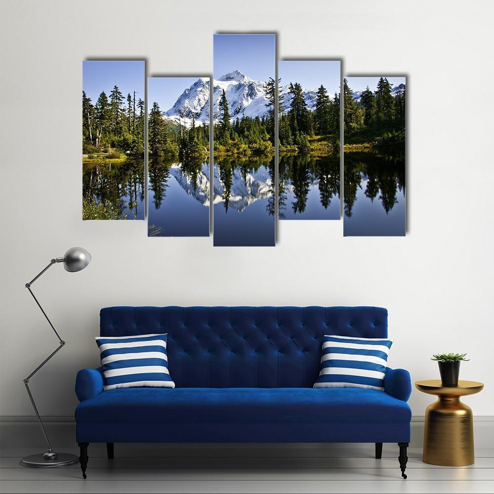 Mount Baker With Lake Canvas Wall Art-5 Pop-Gallery Wrap-47" x 32"-Tiaracle