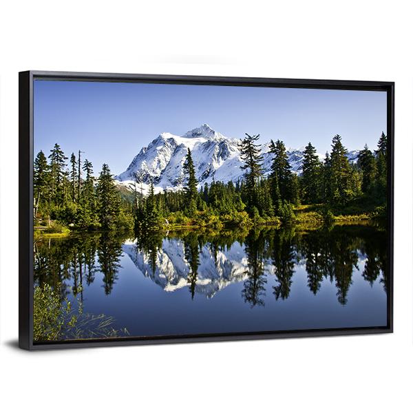 Mount Baker With Lake Canvas Wall Art-3 Horizontal-Gallery Wrap-25" x 16"-Tiaracle