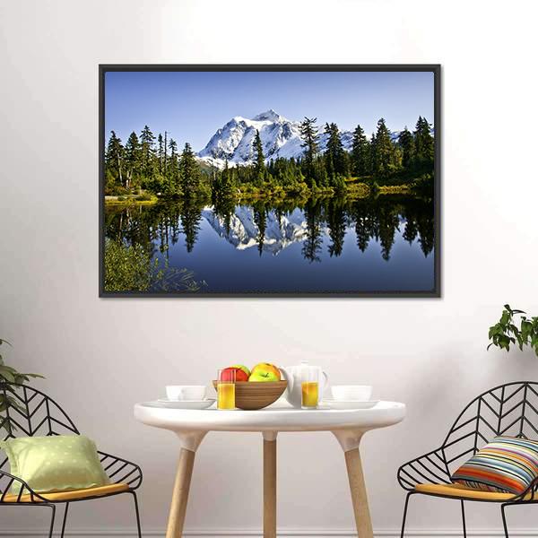 Mount Baker With Lake Canvas Wall Art-3 Horizontal-Gallery Wrap-25" x 16"-Tiaracle