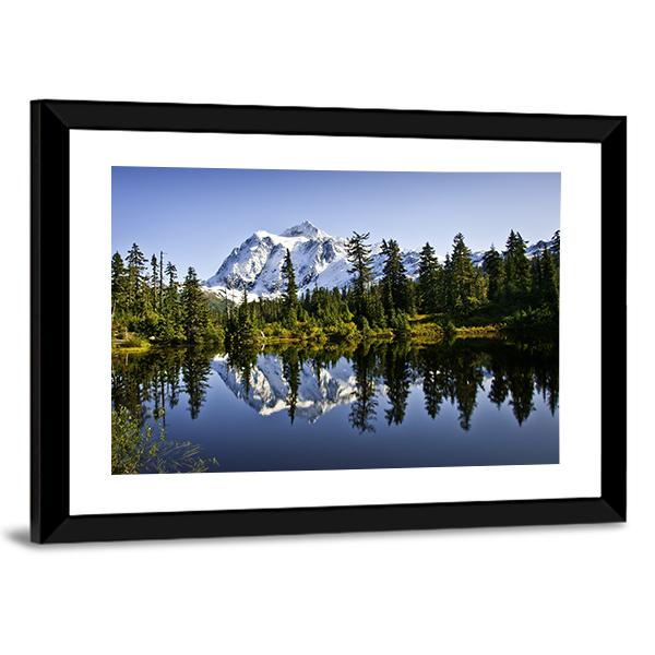 Mount Baker With Lake Canvas Wall Art-3 Horizontal-Gallery Wrap-25" x 16"-Tiaracle