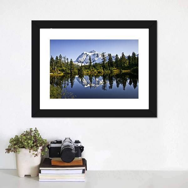 Mount Baker With Lake Canvas Wall Art-1 Piece-Framed Print-20" x 16"-Tiaracle