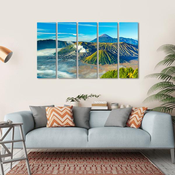 Mount Bromo At Morning Canvas Wall Art-5 Horizontal-Gallery Wrap-22" x 12"-Tiaracle