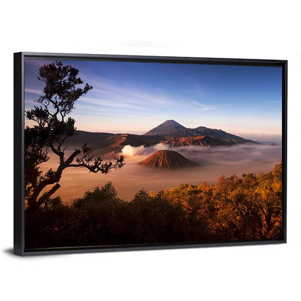 Mount Bromo Volcanoes Canvas Wall Art-5 Horizontal-Gallery Wrap-22" x 12"-Tiaracle
