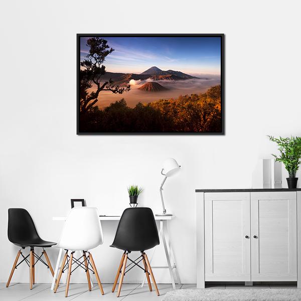 Mount Bromo Volcanoes Canvas Wall Art-5 Horizontal-Gallery Wrap-22" x 12"-Tiaracle