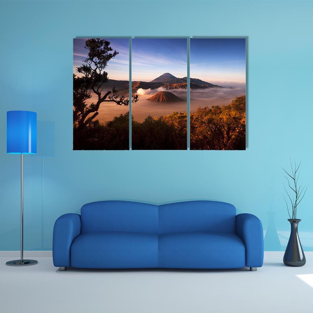Mount Bromo Volcanoes Canvas Wall Art-3 Horizontal-Gallery Wrap-37" x 24"-Tiaracle