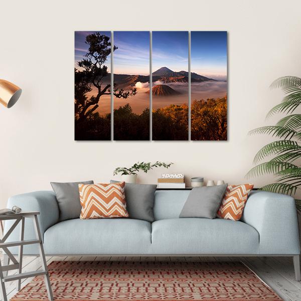 Mount Bromo Volcanoes Canvas Wall Art-4 Horizontal-Gallery Wrap-34" x 24"-Tiaracle