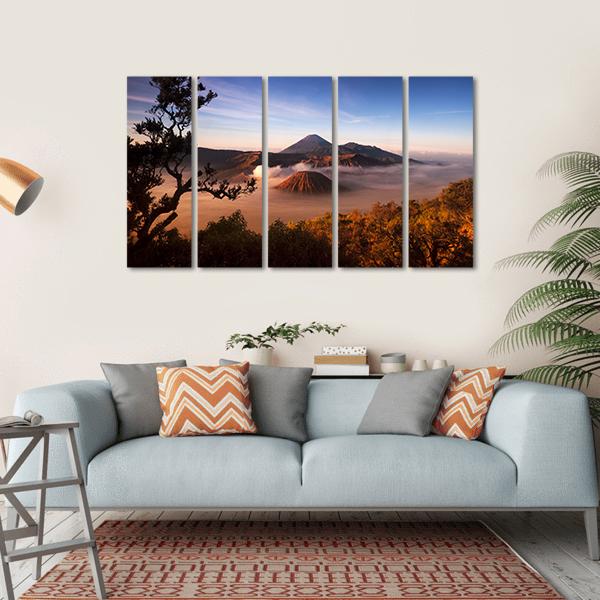 Mount Bromo Volcanoes Canvas Wall Art-5 Horizontal-Gallery Wrap-22" x 12"-Tiaracle