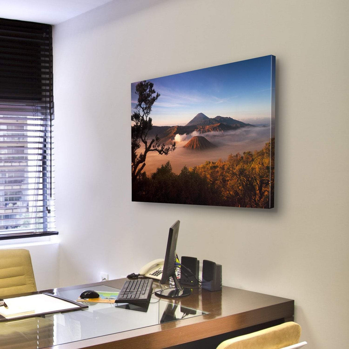 Mount Bromo Volcanoes Canvas Wall Art-3 Horizontal-Gallery Wrap-25" x 16"-Tiaracle