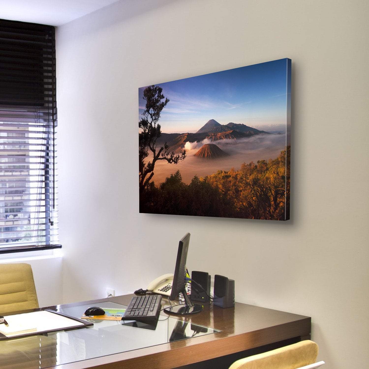 Mount Bromo Volcanoes Canvas Wall Art-5 Star-Gallery Wrap-62" x 32"-Tiaracle