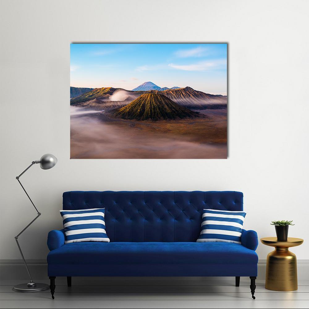 Mist On Mount Bromo Canvas Wall Art-1 Piece-Gallery Wrap-48" x 32"-Tiaracle