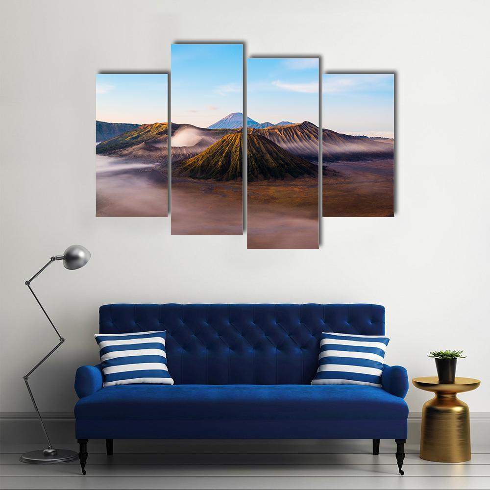 Mist On Mount Bromo Canvas Wall Art-4 Pop-Gallery Wrap-50" x 32"-Tiaracle