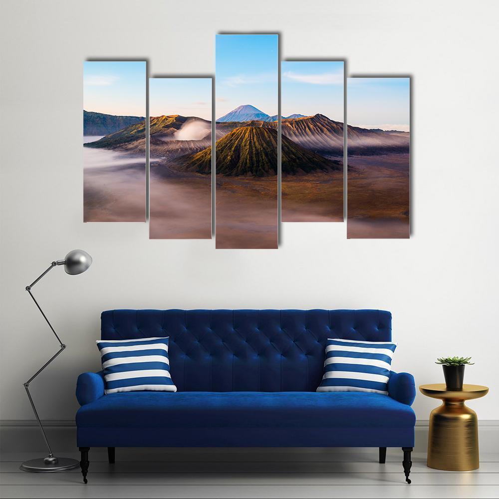 Mist On Mount Bromo Canvas Wall Art-5 Pop-Gallery Wrap-47" x 32"-Tiaracle