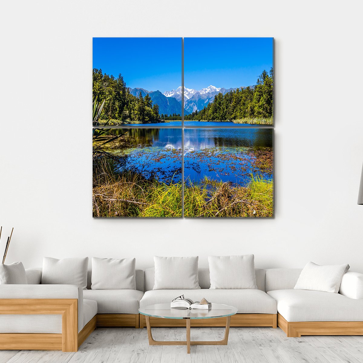 Mount Cook From Lake Canvas Wall Art-4 Square-Gallery Wrap-17" x 17"-Tiaracle