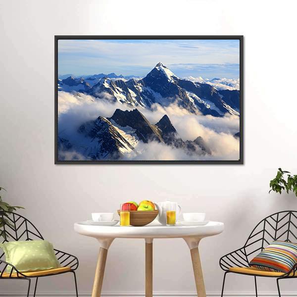 Mount Cook Peak Canvas Wall Art-3 Horizontal-Gallery Wrap-25" x 16"-Tiaracle