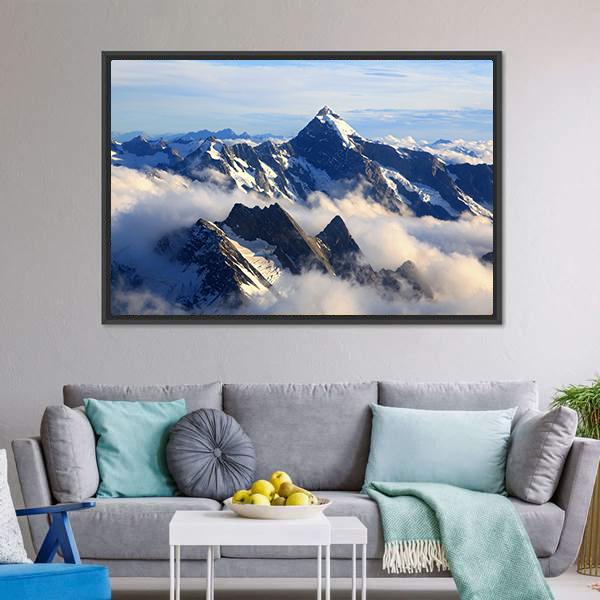 Mount Cook Peak Canvas Wall Art-3 Horizontal-Gallery Wrap-25" x 16"-Tiaracle