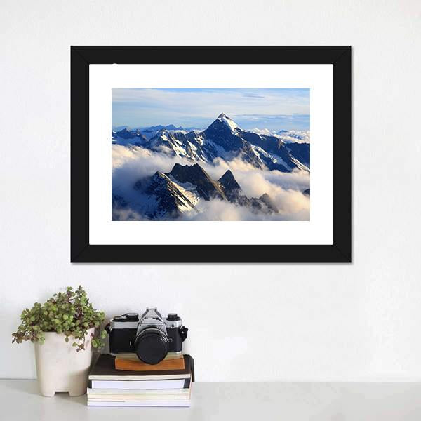 Mount Cook Peak Canvas Wall Art-1 Piece-Framed Print-20" x 16"-Tiaracle
