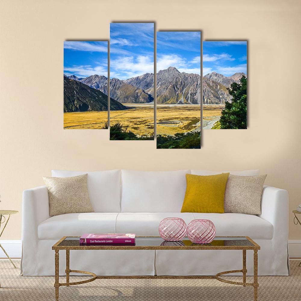 Mount Cook Landscape Canvas Wall Art-4 Pop-Gallery Wrap-50" x 32"-Tiaracle