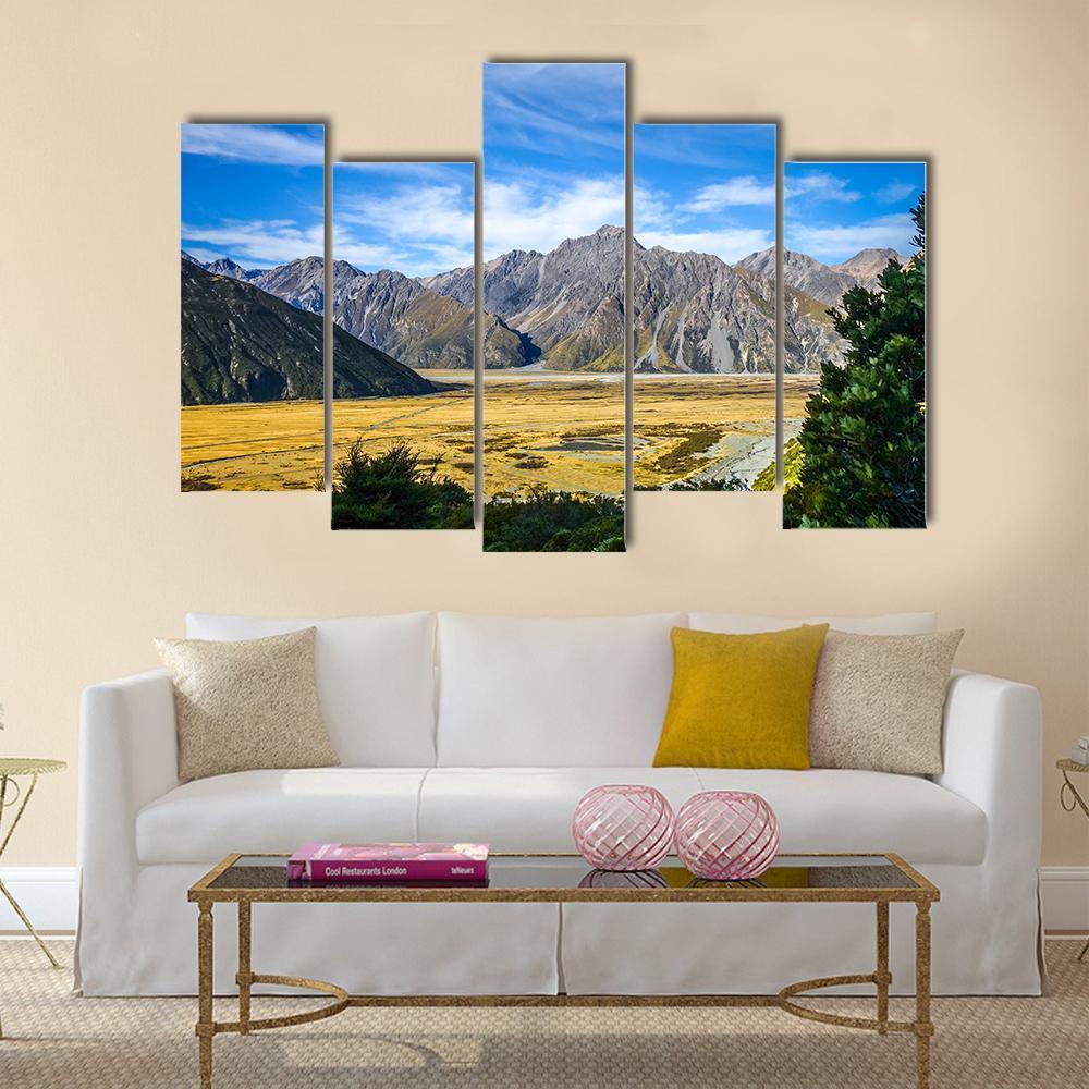 Mount Cook Landscape Canvas Wall Art-5 Pop-Gallery Wrap-47" x 32"-Tiaracle