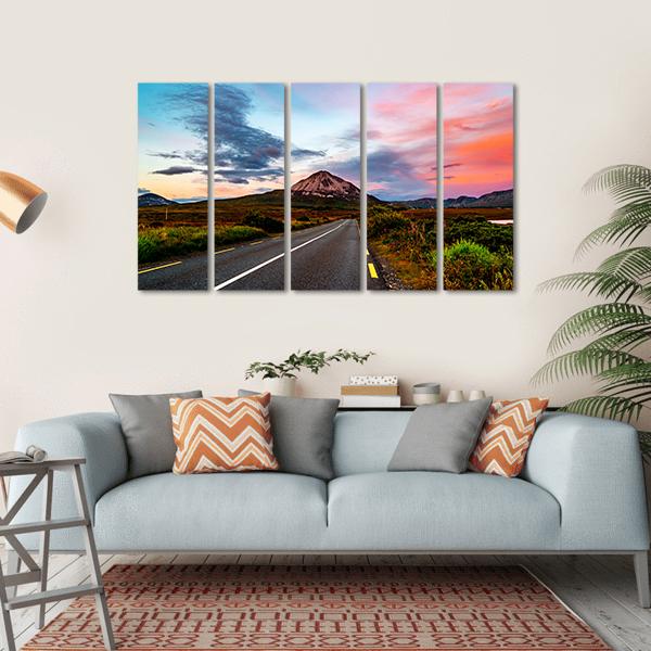 Mount Errigal At Sunset Canvas Wall Art-5 Horizontal-Gallery Wrap-22" x 12"-Tiaracle