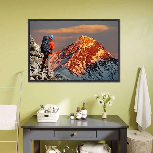 Mount Everest From Gokyo Valley Canvas Wall Art-5 Horizontal-Gallery Wrap-22" x 12"-Tiaracle