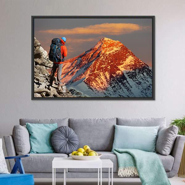 Mount Everest From Gokyo Valley Canvas Wall Art-5 Horizontal-Gallery Wrap-22" x 12"-Tiaracle