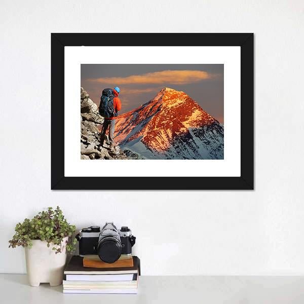 Mount Everest From Gokyo Valley Canvas Wall Art-5 Horizontal-Gallery Wrap-22" x 12"-Tiaracle