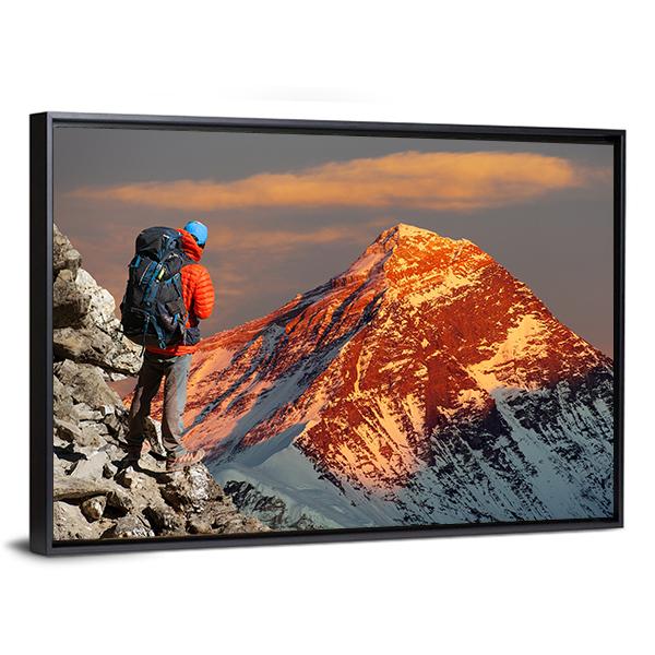 Mount Everest From Gokyo Valley Canvas Wall Art-5 Horizontal-Gallery Wrap-22" x 12"-Tiaracle