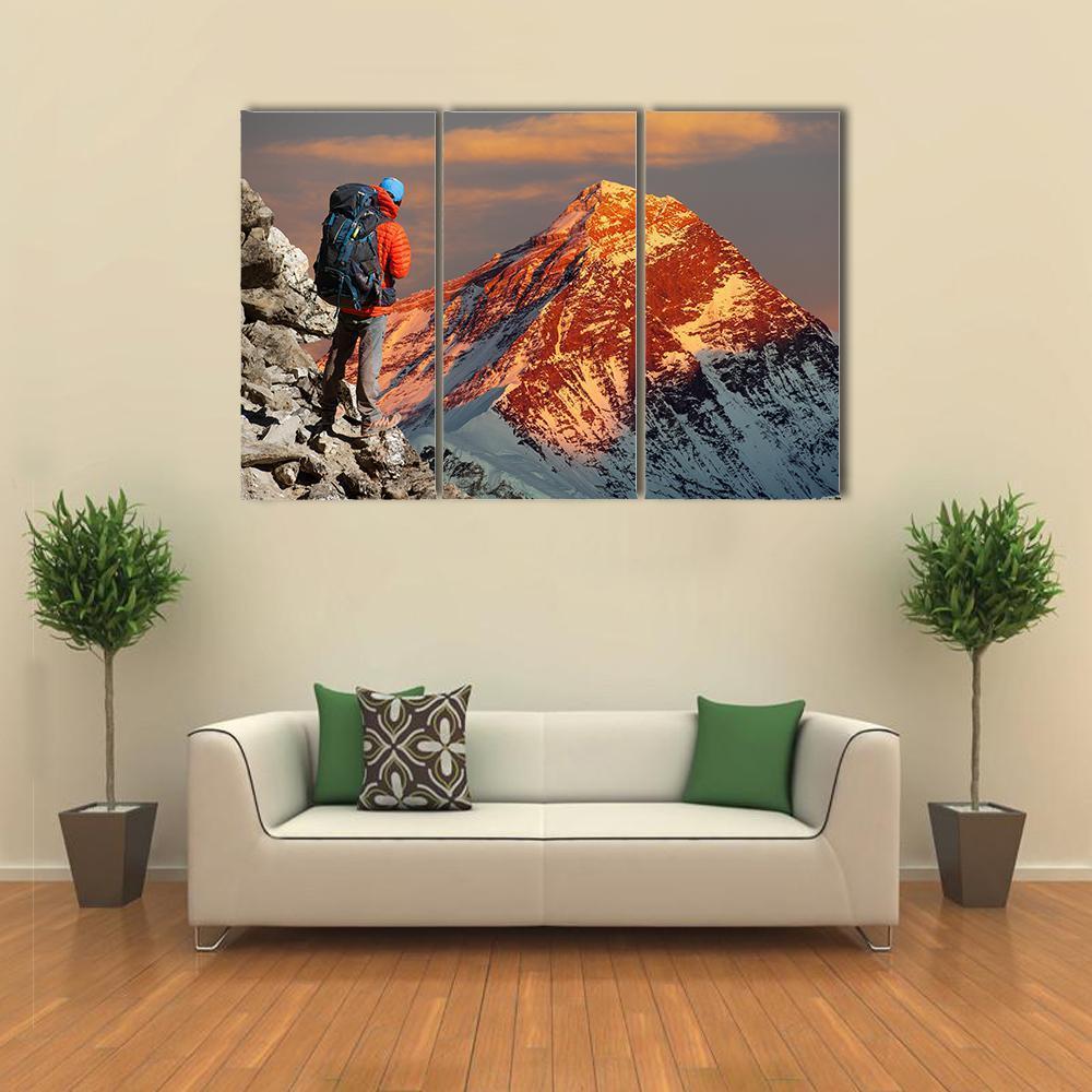 Mount Everest From Gokyo Valley Canvas Wall Art-3 Horizontal-Gallery Wrap-37" x 24"-Tiaracle
