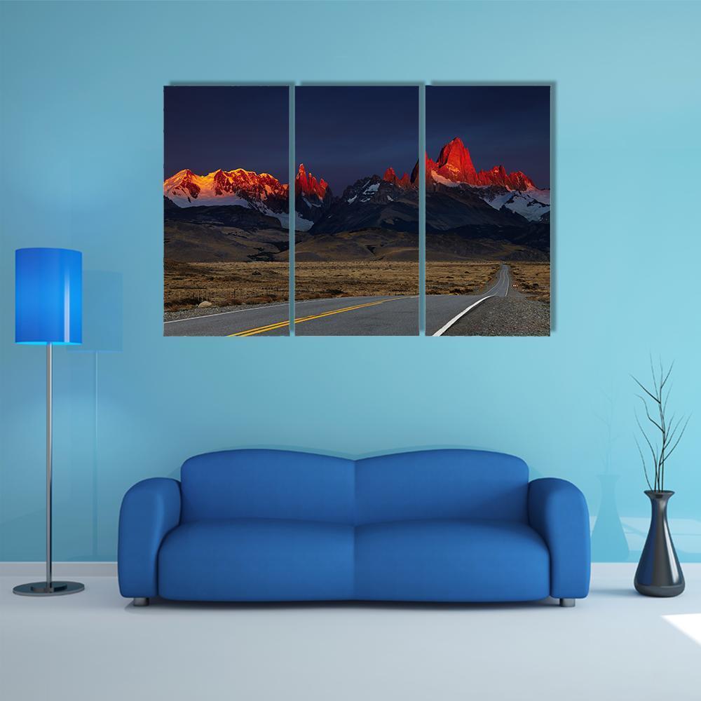 Mount Fitz Roy At Sunrise Canvas Wall Art-3 Horizontal-Gallery Wrap-37" x 24"-Tiaracle