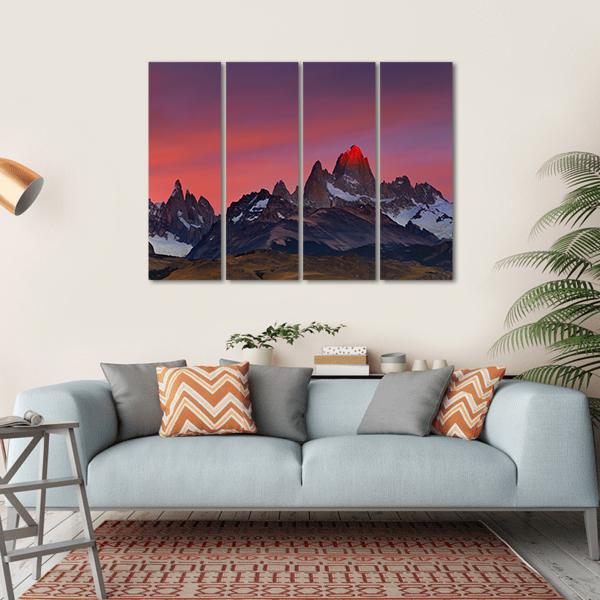 Mount Fitz Roy Canvas Wall Art-4 Horizontal-Gallery Wrap-34" x 24"-Tiaracle
