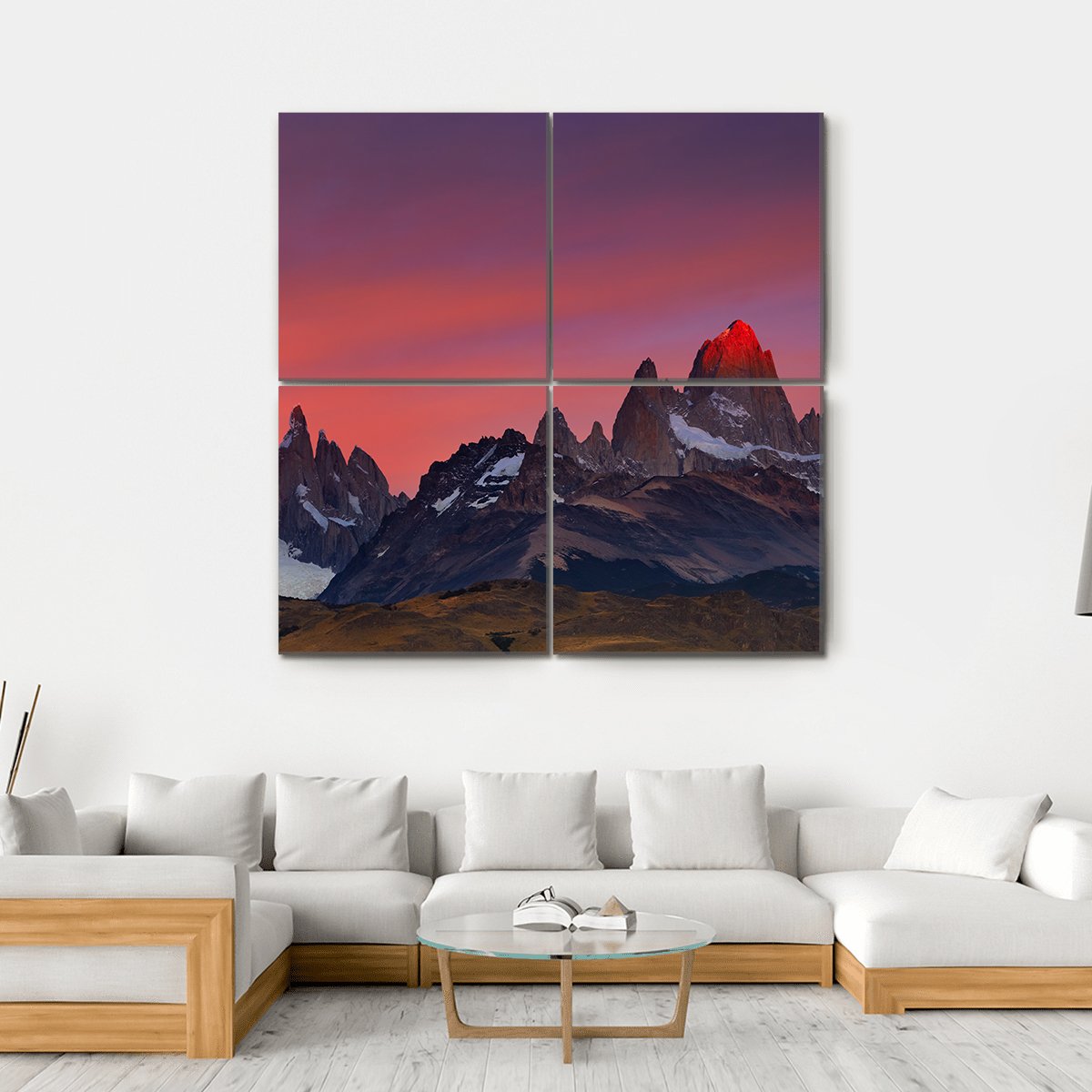 Mount Fitz Roy Canvas Wall Art-4 Square-Gallery Wrap-17" x 17"-Tiaracle