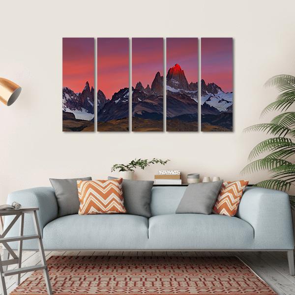 Mount Fitz Roy Canvas Wall Art-5 Horizontal-Gallery Wrap-22" x 12"-Tiaracle