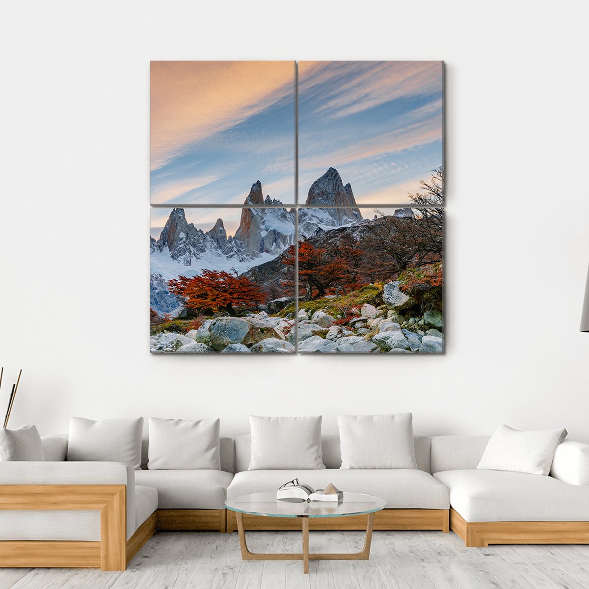 Mount Fitzroy During Sunset Canvas Wall Art-4 Square-Gallery Wrap-17" x 17"-Tiaracle