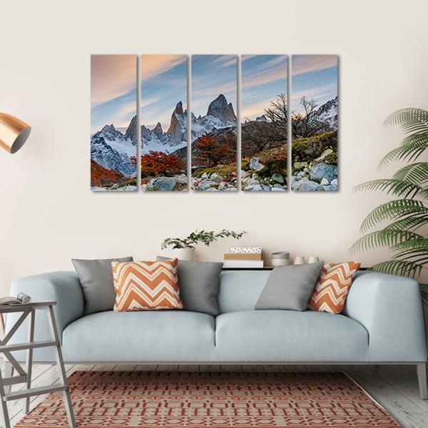 Mount Fitzroy During Sunset Canvas Wall Art-5 Horizontal-Gallery Wrap-22" x 12"-Tiaracle