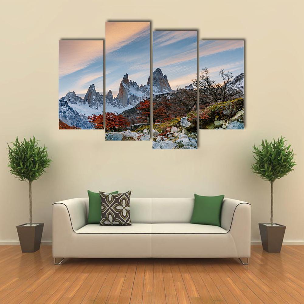 Mount Fitzroy During Sunset Canvas Wall Art-4 Pop-Gallery Wrap-50" x 32"-Tiaracle