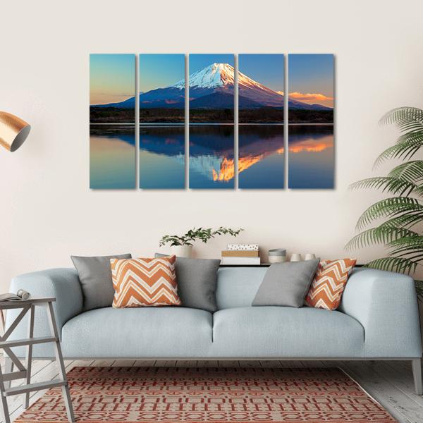 Mount Fuji & Lake Shoji Canvas Wall Art-5 Horizontal-Gallery Wrap-22" x 12"-Tiaracle