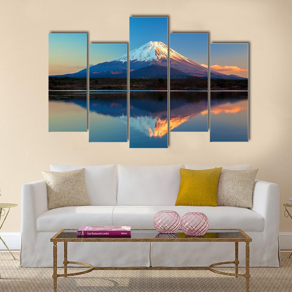 Mount Fuji &amp; Lake Shoji Canvas Wall Art-5 Pop-Gallery Wrap-47" x 32"-Tiaracle