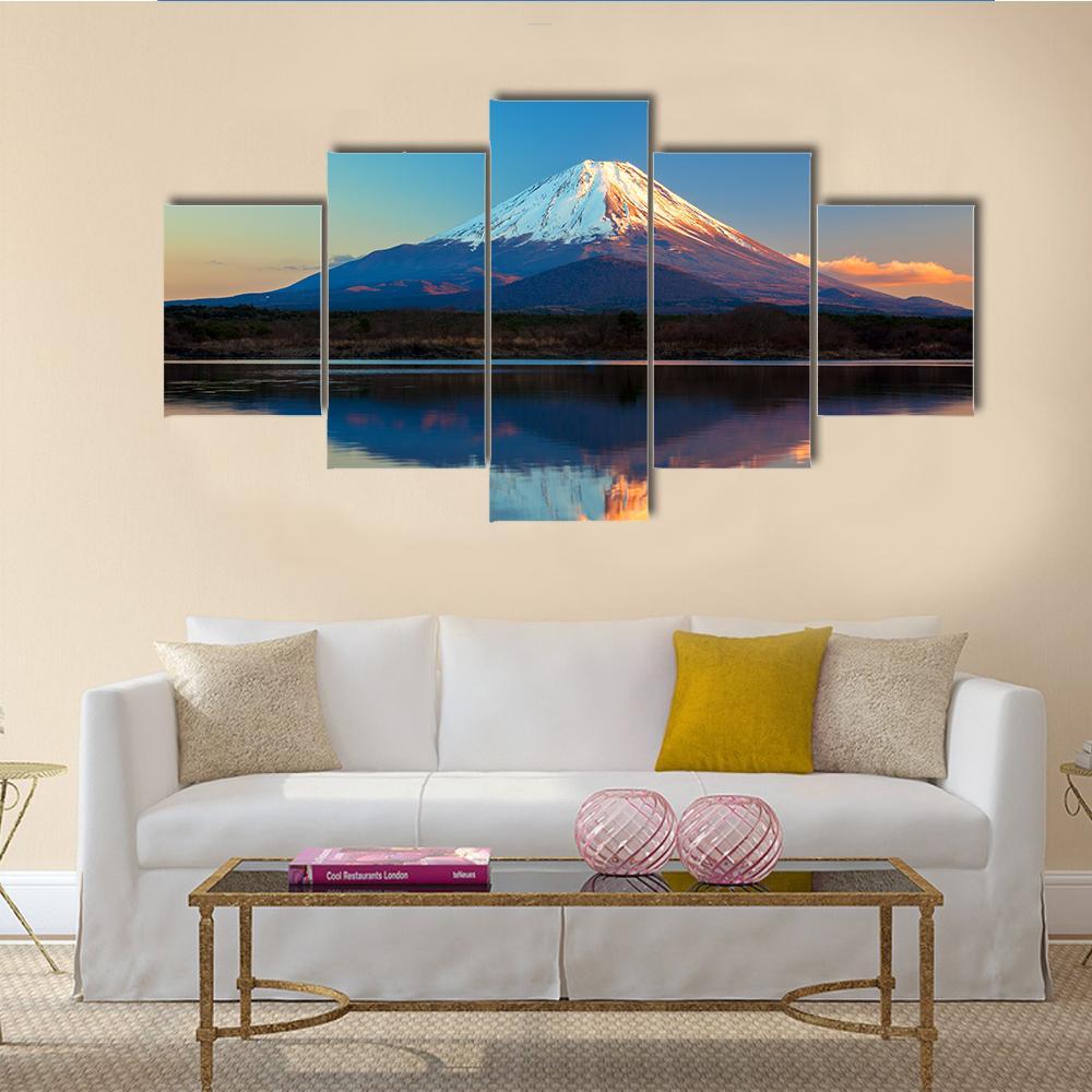 Mount Fuji & Lake Shoji Canvas Wall Art-5 Pop-Gallery Wrap-47" x 32"-Tiaracle