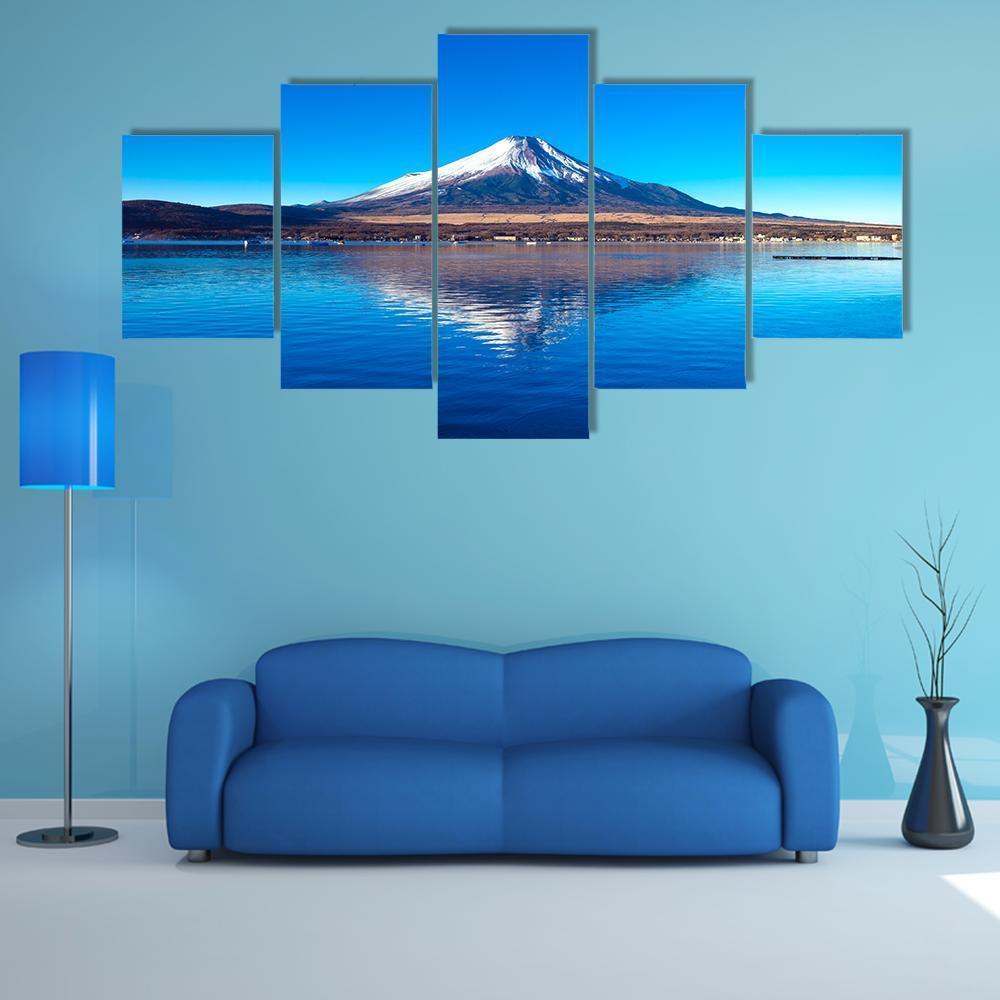 Mount Fuji & Lake Yamanaka Canvas Wall Art-5 Star-Gallery Wrap-62" x 32"-Tiaracle