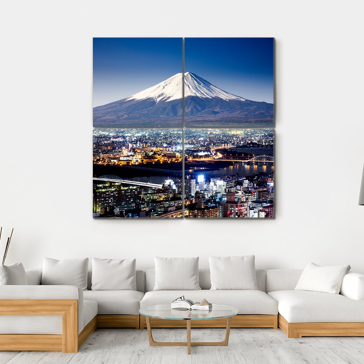Mount Fuji From City Canvas Wall Art-4 Square-Gallery Wrap-17" x 17"-Tiaracle