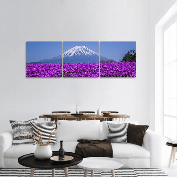 Mount Fuji In Spring Panoramic Canvas Wall Art-3 Piece-25" x 08"-Tiaracle